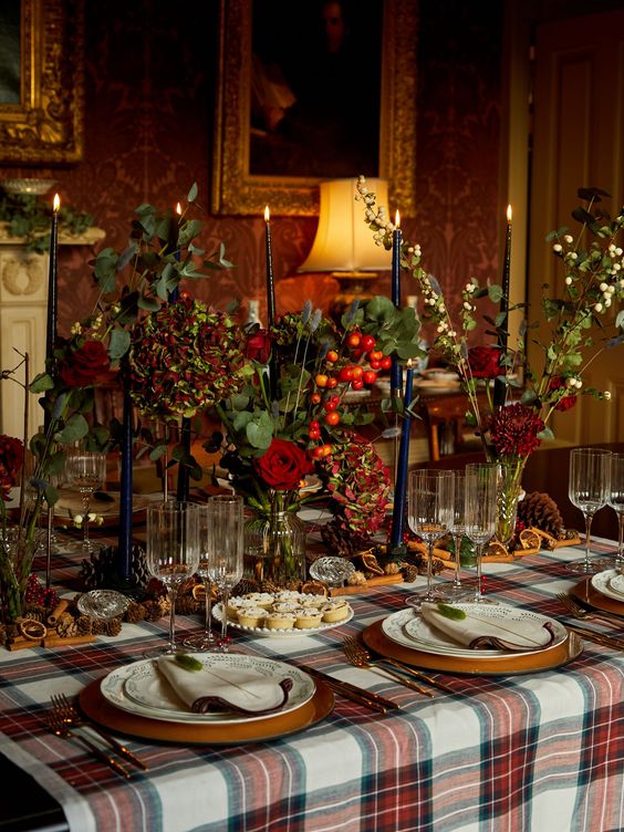 decoração de uma mesas de natal