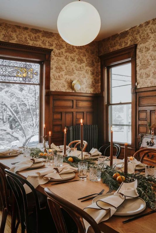 decoração de uma mesas de natal