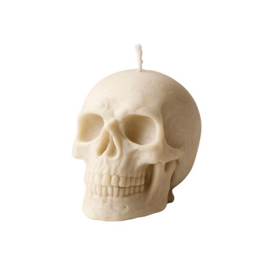 Vela em forma de caveira para decoração de Halloween